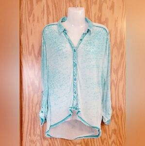 Eyeshadow Teal Button-Down Shirt